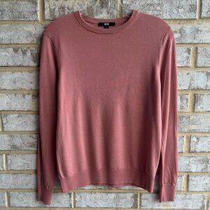 Uniqlo Long Sleeve Crew Neck 100% Wool Mauve Pink Sweater Women's Size L